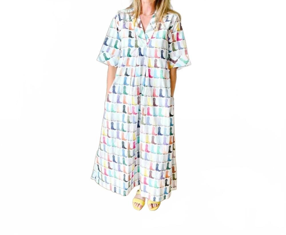 NEW BROOKE WRIGHT henriette caftan dress in rainbow boots